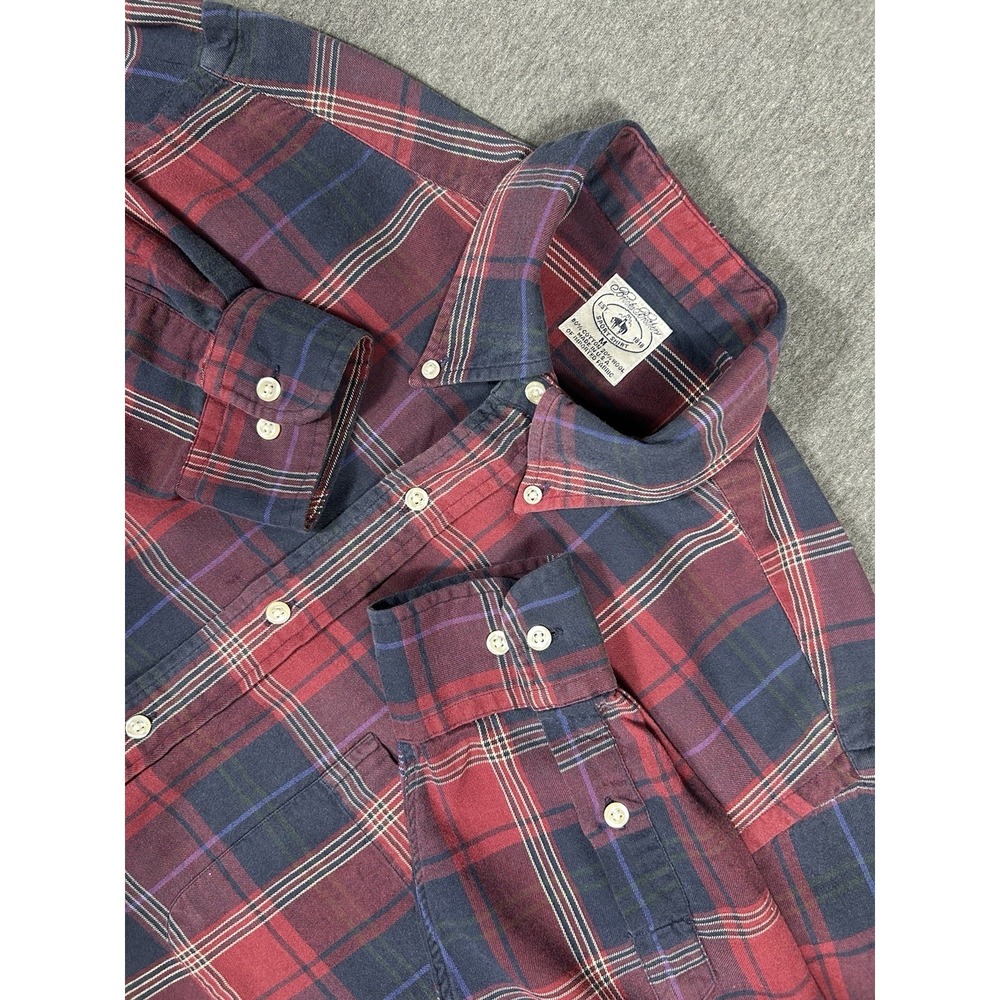 Brooks Brothers Sport Shirt Mens Medium Red and Blue Plaid Cotton-Wool Blend M